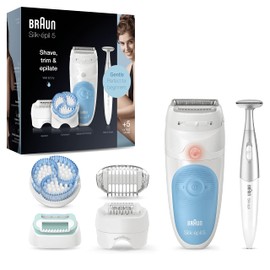 Braun Silk-épil 5, Epilator for Gentle Hair Removal, with 5 Extras, Pouch, Bikini Styler, 5-815