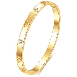 Tidefire Stainless Steel Crystal Zirconia Bracelets 18K Gold Plated Women's Bracelet Titanium Steel Bangle, Stainless Steel