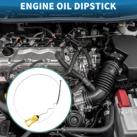 A ABSOPRO Oil Dipstick Oil Level Dipstick Double Hole Indicator for Ford F-150 2007 Plastic Metal Yellow Silver Tone