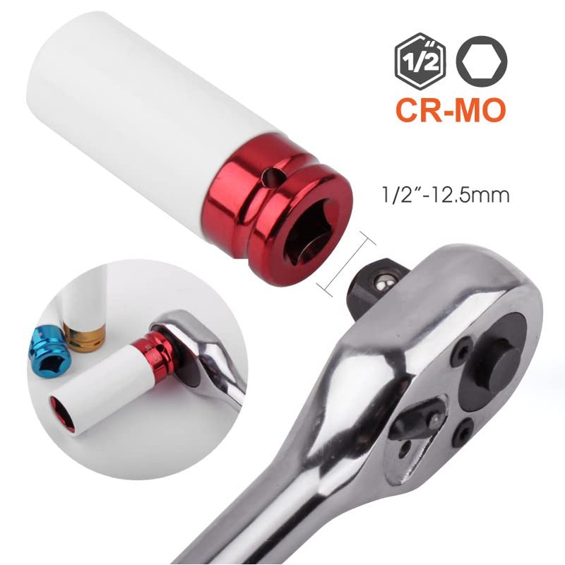 3pc Alloy Wheel Deep Impact Nut Socket Set 17, 19,