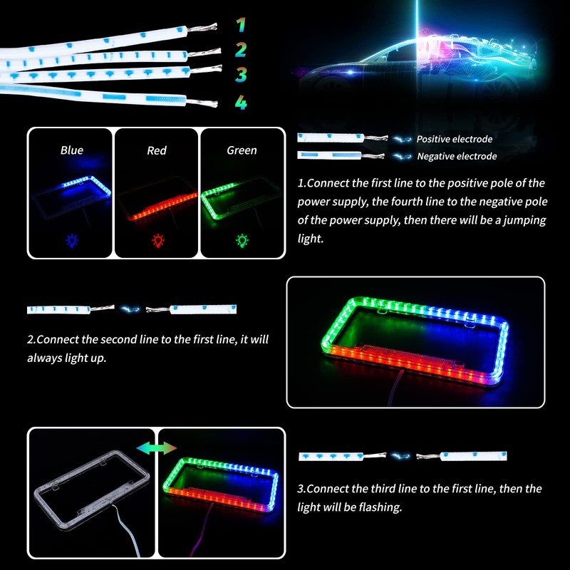eing License Plate Frame Auto 12 V 54 LED Color