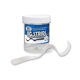 Fat Cow Fishing Jig Strips EEL Tail 5 1/2" x 1/2" - 40X Stronger Than Soft Baits - 8 Baits (Ghost White)