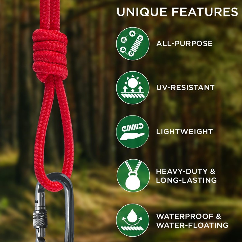 TECEUM Rope – 27.5M x 10mm (3/8 Inch) – Red