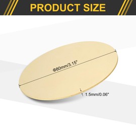 Sourcing Map H62 Brass Round Plate, 3.2" Dia x 0.06" Thick, DIY Crafts & Metal Stamping
