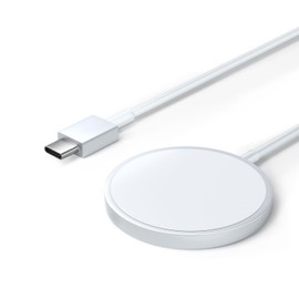 Wireless Charger, Magnetic, Up to 15W Output, Wireless Charger, Type-C Port, MagSafe Compatible, Lightweight, Small, Compatible with 1-1, Magnetic Absorption, 15W/10W/7.5W/5W, Just Place on Charger