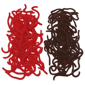 IDNVFY 100 Bionic Earthworms, Simulated Animal Models, Fishing Lures, Stretchy Earthworm Toys (Brown, Red)