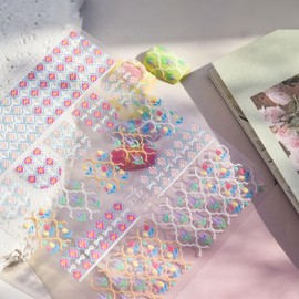 Nail Charms & Decals – Boho 5D Embossed Flower Nail Art Stickers, Self-Adhesive Designs for DIY Bohemian Manicure & Craft Accessories for Women and Girls