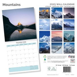 Dayplanner Publishing Mountains Calendar 2025, Large Square Wall Calendar, 16 Month, Mountains Gift Travel Calendar