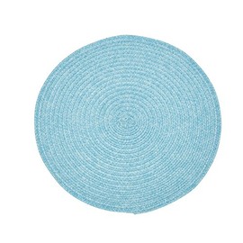Urban Round 15" in Diameter Two Tone Woven Placemat Wipes Clean Aqua 1ct.