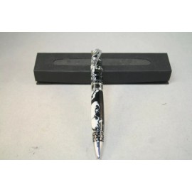 TEG Crafted Handmade Zen (Black & White) Cat Pen with Chrome Parts