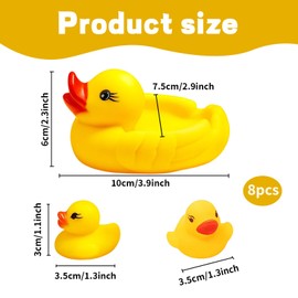 Rubber Duck, 8Pcs Toddler Toys, Rubber Ducks Bath Toys for Babies, Pool Toys for Kids, Fun Floating Bath Ducks, 2 Large and 6 Small, Sensory Play Toys for 6 Months+