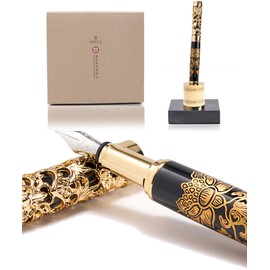 ARTEX Luxury Fountain Pen Set With Stand - Museum Art Collections - Crafting Timeless Beauty - the Best Gift & Office Desk Decor, German SCHMIDT Fine Nib, Inspirational Office Desk Decor