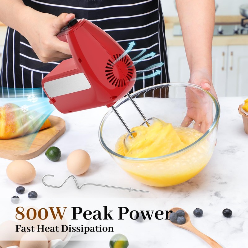 5-Speed Electric Hand Mixer, 800W Handheld Mixer with Turbo for