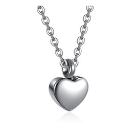Zysta Mini Heart Urn Pendant Ash Chain Made of Stainless Steel Memorial Heart Pendant Cremation Chain as Memory Jewellery for Women, Stainless Steel