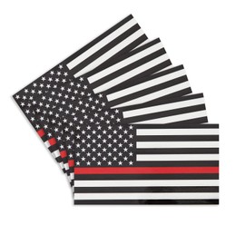 CANTENDO 5Pcs Sticker American Firefighter Flag Decal Sticker - U.S Firefighter Flag Reflective Vinyl Car Stickers - for Car Window Bumper Waterproof Sticker (2.5 x 4.5 Inch)