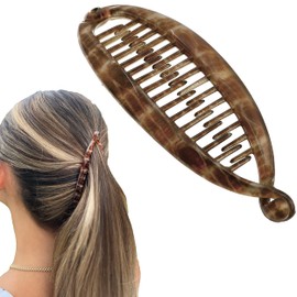 Camila Paris CP3878 4.5 inch French Banana Clip Hair Comb Classic Girls Updo Flexible Ponytail Holder Interlocking Banana Combs, Fashion Durable Styling Hair Accessories for Women, Made in France