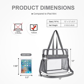 Oraben Clear Bag Stadium Approved 12x6x12 Tote Bag with Removable Strap Clear Lunch Bag for Work Sports Festival