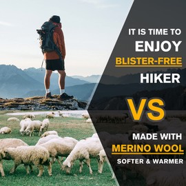 Socks Daze Hiking Wool Boot Socks for Men Moisture Wicking, Outdoor Heavy Working Thermal Crew Hiking Hunting Backpacking Socks, Medium, 2 Pairs Black + 2 Pairs Light Grey