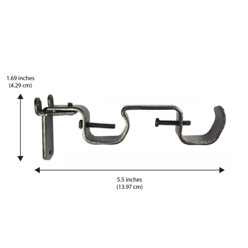 SatoriHome Double Rod Curtain Brackets, Set of 3 – Bronze
