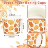 JarThenaAMCS 100Pcs Pumpkin Paper Baking Cups Watercolor Fall Pumpkin Cupcake