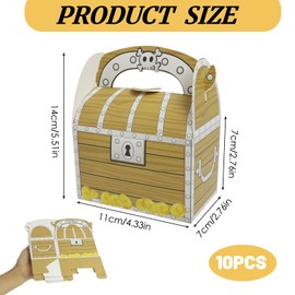 EuAcesry 10 Stück Piratenschachteln, Geschenktüten Geburtstag Kinder Schatz Pirat, Schatztruhe für Kinder, Piratenparty Geschenk Dekoration Geburtstag, 7 x 7 x 11 cm