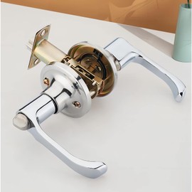 Qrity Lever Door Handle Lock, Bathroom Door Handle with Lock, for Use of Entry, Passage, and Bathroom (with Key), Latch Size 60/70mm