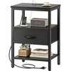SUPERJARE Nightstand with Charging Station, Bed Side Table with Adjustable
