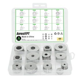 AvrestYPT 105 Pcs Assorted Washers Kit (12 Sizes M3, M4, M5, M6, M8, M10, M12), 18-8(304) Stainless Steel Metal Flat Washers for Screws and Bolts, Ideal for Automotive, Construction, Industrial & DIY
