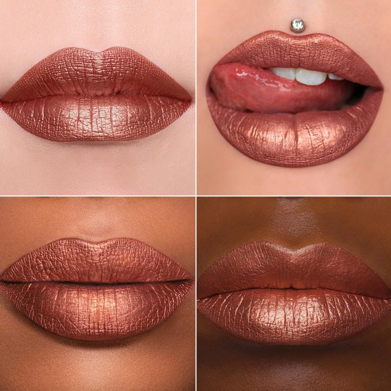 MAKI YIKA Metallic Lipsticks Long Lasting Brown Lipstick for Women,