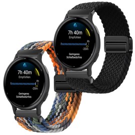 Gittos 20 mm Magnetic Braided Bracelet for Garmin Vivomove 3/HR/Style/Luxe, Vivoactive 5/3, Garmin Forerunner 55/165/245/645 Music/Venu Sq 2 Wristbands Nylon Sport Replacement Watch Strap, Nylon