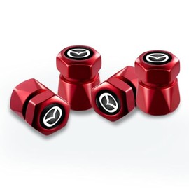 4Pcs Automobile Tire Valve Stem Covers,for Mazda CX-3 CX-5 RX-7/RX-8 MX-5 Series Stem Cap Universal Car Valve Cover Decorative Accessories (MZD_Red)