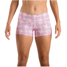 Tough Mode - Pantalones cortos de compresión para mujer, 3 pulgadas, para entrenamiento atlético, voleibol, correr, WOD, Rosa (Pink Leaf), X-Small