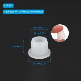 MECCANIXITY Silicone Rubber Hollow Plug Soft Flexible Stoppers T-Shaped Silicone Plugs for 12.5mm Hole White 24 Pieces
