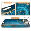 MAONAME Plastic Decorative Tray, Marbling Tray with Handles, Rectangular Coffee