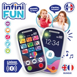 Infini Fun My First True Duo of Phones - The First Phone to Make Calls via Bluetooth. - Imitation Toy, Multilingual, French/English, from 12 Months