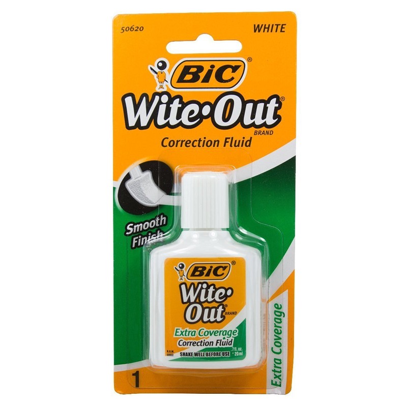 Bic Wite-Out Extra Coverage Correction Fluid-0.7 Ounces 8-PACKS (WOFECP1)