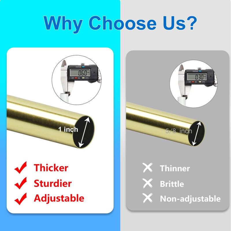 Byondeth Curtain Rods for Windows 16 to 120 Inches Adjustable