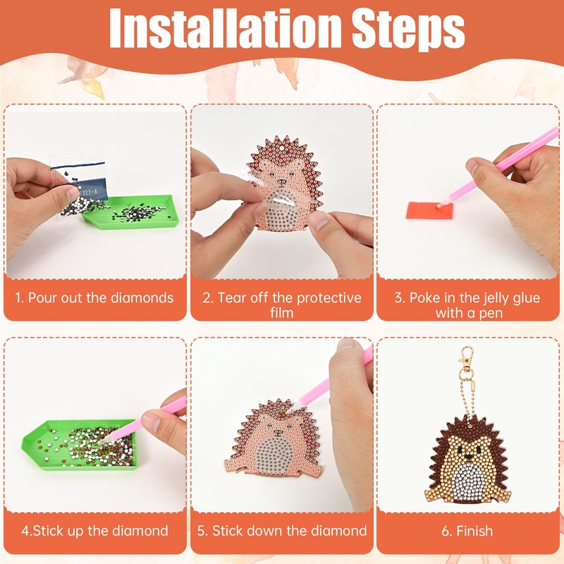 Diamond Painting Keyring Autumn, Craft Set Autumn Children, DIY 5D