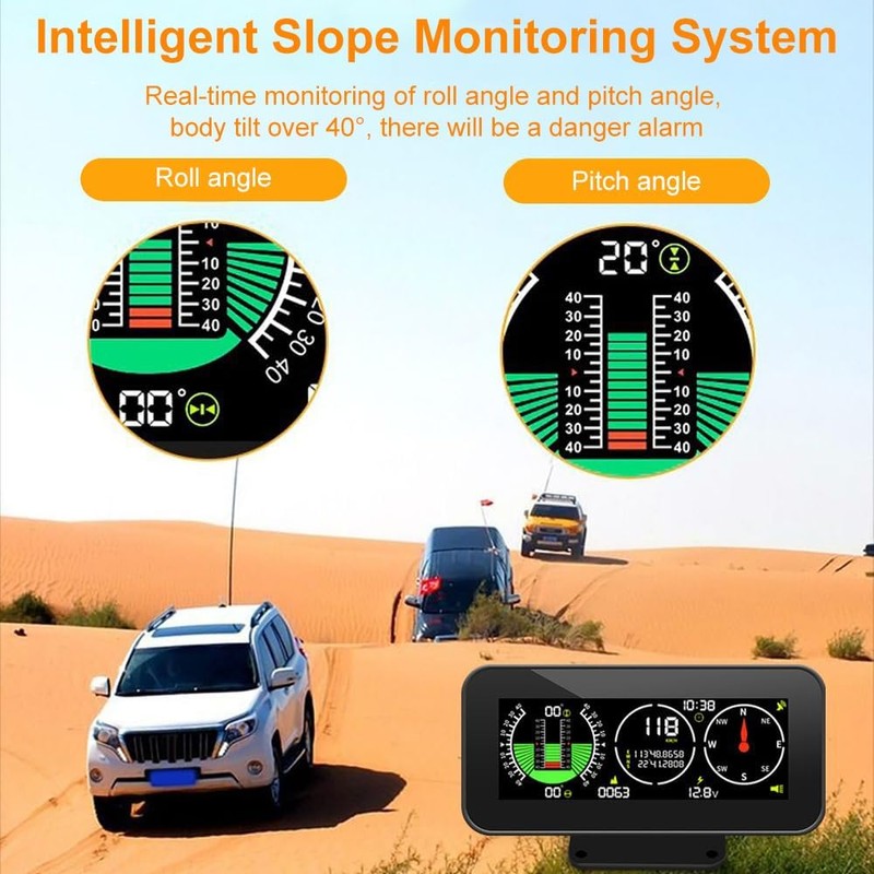 OBEST Car Head Up Display,GPS Speedometer,Inclinometer for Off-Road Driving,Color High-Definition