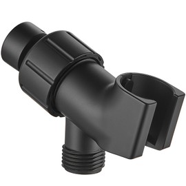 Cobbe Shower Head Holder for Handheld Shower Head, Brass pivoting ball adjustable Shower Arm Mount for Connecting Shower Arm and Shower Hose, 1/2 Inch IPS Female Inlet and Male Outlet, Matte Black