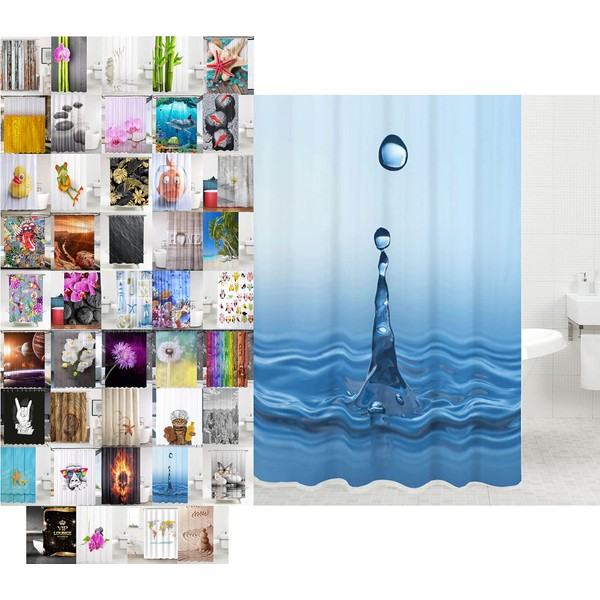 Sanilo, Shower Curtain, Many Beautiful Shower Curtains to Choose from, High-Quality 12 rings, waterproof, anti-mould effect., Drops, 180 x 200 cm