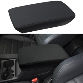 LOCOY Center Console Armrest Cover Fit for Honda CRV Accessories 2023 2024 2025, for CR-V Arm Rest Box Protective Cover, Armrest Lid Leather Cover, Middle Console Pad (Black Stitches)