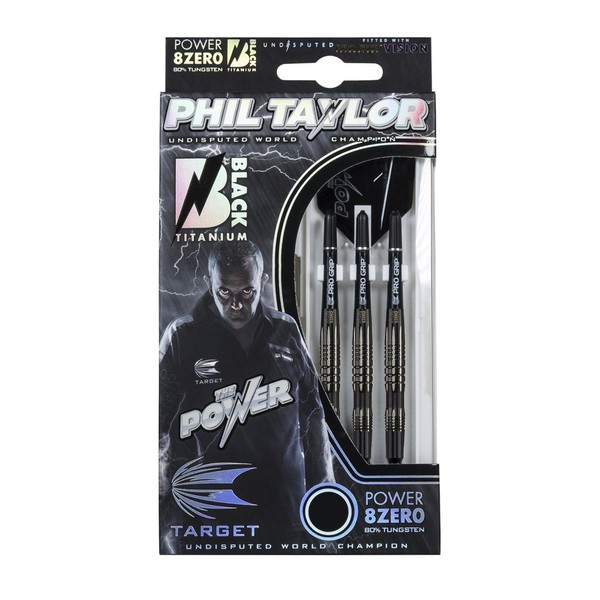 Target Darts - Phil Taylor Power 8Zero Black Titanium 20G Soft Tip Darts