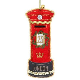 Gisela Graham Post Box London Christmas Tree Decoration