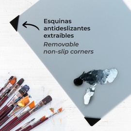 Artists Acrylic Table Palette (38 x 30 cm) Neutral Grey with Removable Friction Corners, Portable and Lightweight