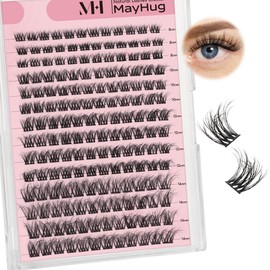 Mayhug Natural Lash Clusters C Curl Individual Lashes Natural Look Wispy Lash Clusters 8mm 10mm 12mm 14mm Cluster Lashes 168 Pcs Mix Length DIY Lash Extensions at Home