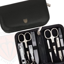 3 Swords Germany - brand quality 8 piece manicure pedicure grooming kit set for professional finger & toe nail care scissors clipper fashion leather case in gift box, Made by 3 Swords (521316)