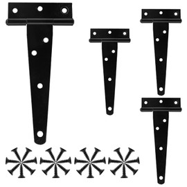 Murtenze 4Pack 5 Inch Black T-Strap Shed Hinge,Barn Door Hinges Heavy Duty Gate Strap Hinge T Hinges for Barn Door, Shed or Wooden Fences