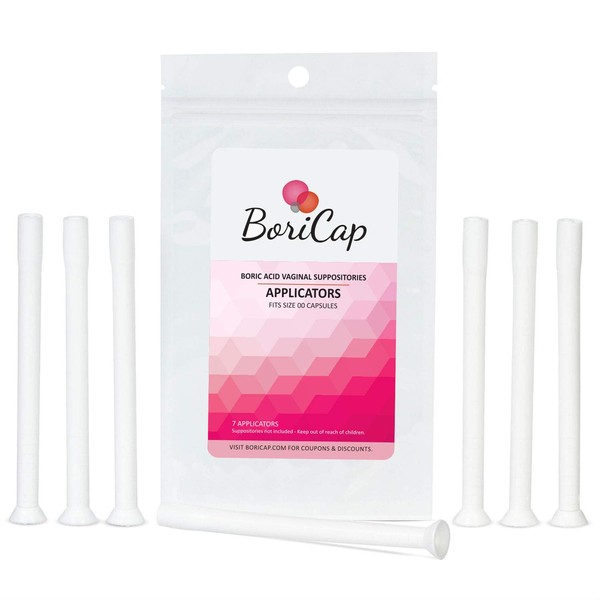 BoriCap Vaginal Suppository Applicator 7 Count | Reusable | Fits All Size 00 Capsules | Ideal for Boric Acid Suppositories | Individually Wrapped | Doctor Recommended | Made in The USA