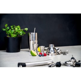 alpina Cocktail Set Complete – 14 Pieces – Cocktail Shaker/Stamper/Jigger/Etc – Stainless Steel